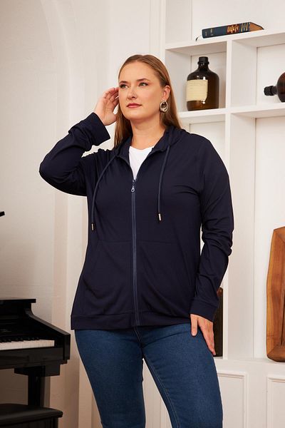 RMG Navy Blue Modal Sweatshirt - Large Size Cardigan