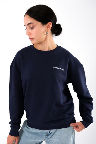 Coredra Women's Std Navy Blue - Comfortable Cut Sweatshirt