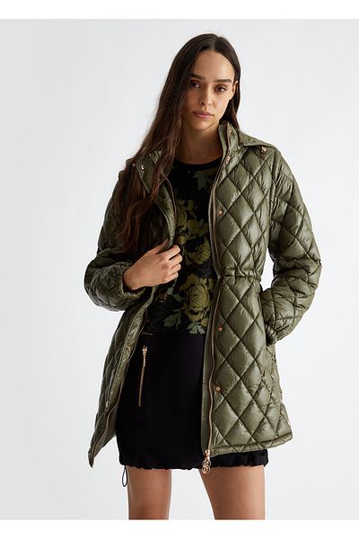 Liu Jo Women's Hooded Collar Zipper Closure Green Jacket Tf4124 Ts073-90515