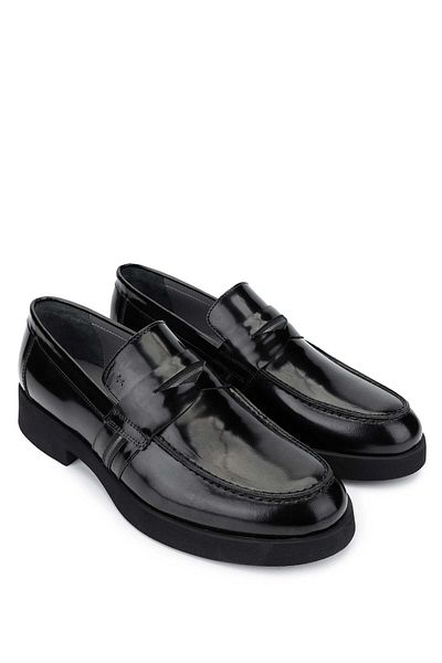 Tamer Tanca Men's Genuine Leather Black Opening Loafer Shoes