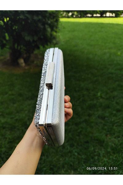 lowell bag Βραδινή τσάντα φορέματος Lowell Silver Stone Box