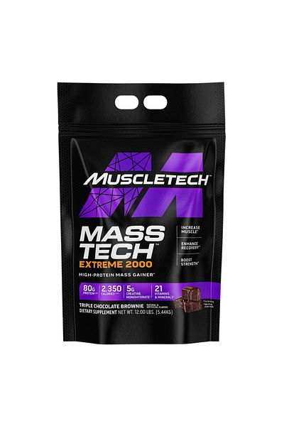 MUSCLETECH Mass Tech Extreme 2000, Triple Chocolate Brownie, 12 LB