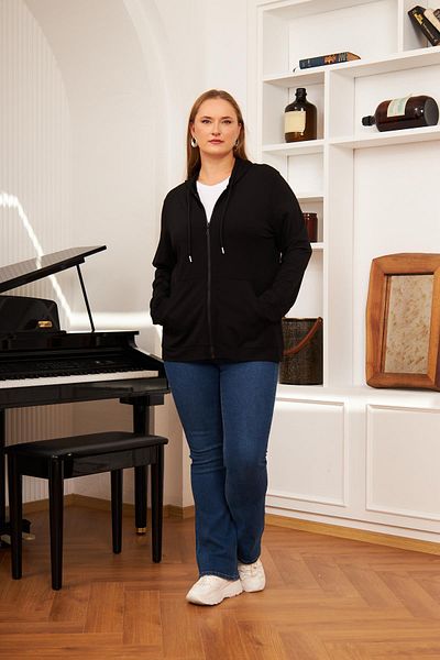 RMG Black Modal Sweatshirt - Large Size Cardigan