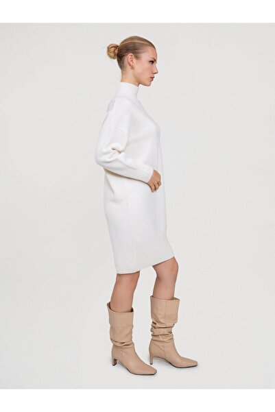 Serianno Kaşmir Ve Yün Karışımlı Balıkçı Yaka Elbise Elb6974kemık