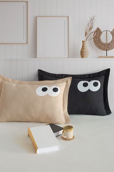 Eponj Home Oxf. Set haios de 2 fete de pernă negru-maro
