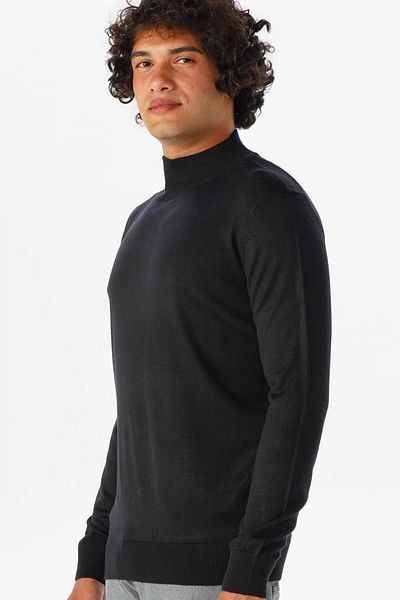 SÜVARİ Süvari Comfortable Fit Half Fisherman Wool Navy Blue Knitwear