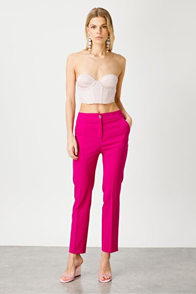 Moda İlgi Modailgi Yandan Cepli Takım Pantolon - 7526 Fuşya