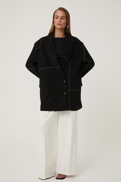Quzu Извънгабаритно сако с шевове Черно