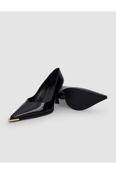 Cabani 100% Genuine Leather Black Patent Leather Women's Heeled Shoes