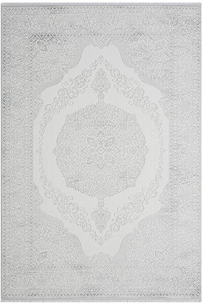 Karmen Halı Zenith Zn005a Gri Halı Antrasit Detaylı Göbekli Modern Yumuşak Ka...