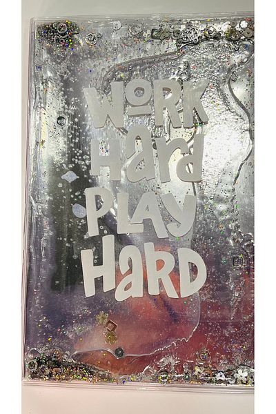 Mikro Silver Motivation - Striped Memory Notebook with Glittered Sequins and Watery Cover
