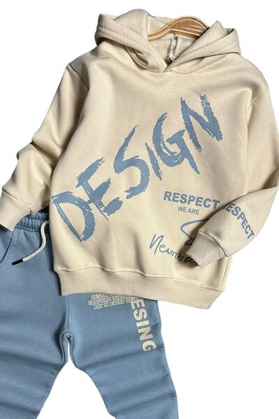 Riccotarz Σετ αθλητικής φόρμας Boy's Double Printed Respect Design Text Raster Ice Blue