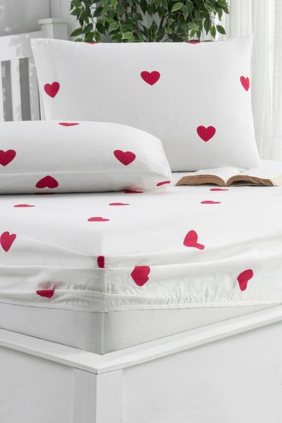 Lydia Home Printed Ranforce Fabric Elastic Fitted Padded Sheet Set