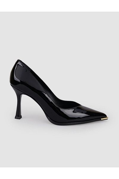 Cabani 100% Genuine Leather Black Patent Leather Women's Heeled Shoes