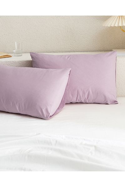 Madame Coco Manon 100% Cotton Ranforce Plain Σετ 2 Μαξιλαροθήκες - Ανοιχτό δαμάσκηνο