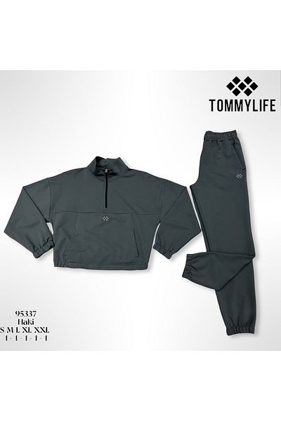 TOMMY LIFE Γυναικεία αθλητική φόρμα με φερμουάρ