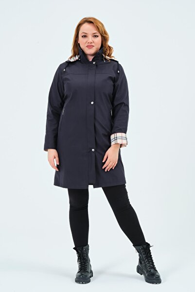 GLR&GYM SEMRA KADIN BÜYÜK BEDEN ASTARLI MEVSİMLİK TRENÇKOT