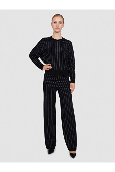 Serianno Yün Karışımlı Metalik Tüylü Bisiklet Yaka Kazak Kzk8350sıyah