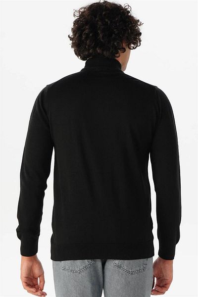 SÜVARİ Süvari Comfortable Fit Half Fisherman Wool Black Knitwear