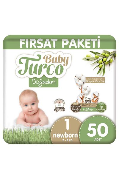 Baby Turco 50 Newborn Baby Diapers - Doğadan Opportunity Package, Number 1