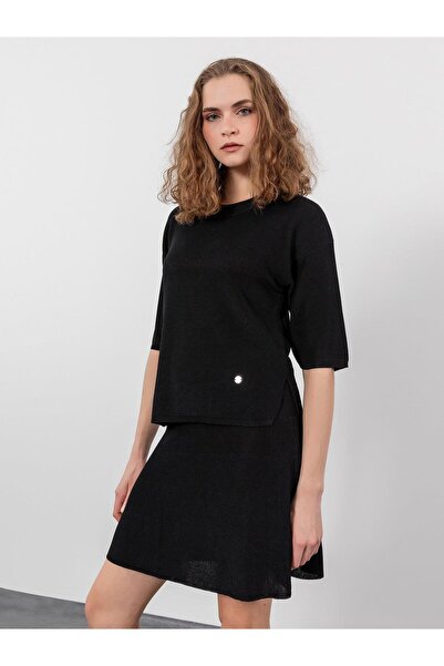 Serianno Bisiklet Yaka Kısa Kollu Kazak Kzk8030sıyah