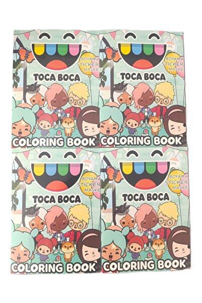 şahane parti Toca Boca 4 Adet  Boyama Kitabı  (BOYAMA , STİCKER , ARKA KAPAK MASKE)
