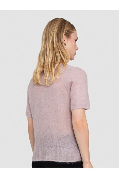 Serianno Yarı Transparan Bisiklet Yaka Kazak KZK8524PUDRA