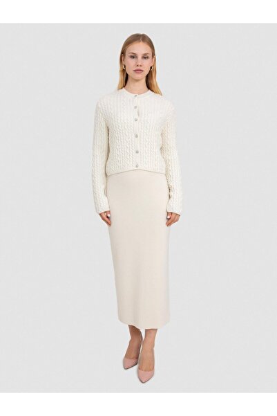 Serianno Kablo Örgü Düğme Detaylı Hırka HRK8160KEMIK