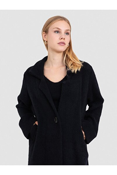 Serianno Organik Pamuk Karışımlı Tüylü Hırka HRK8250SIYAH