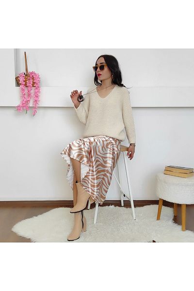 Altı Üstü Butik Pulover tricotat cu maneca liliac