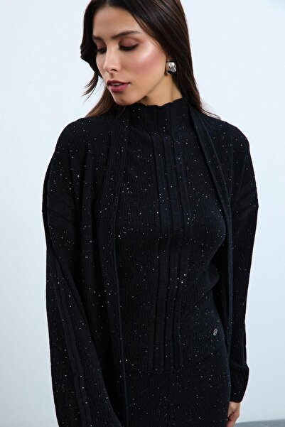 Serianno Organik Pamuk Karışımlı Pullu Uzun Hırka