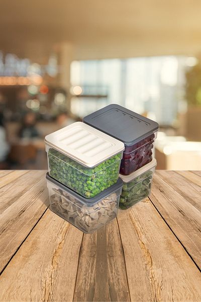 Nesto Home Set of 4 Colorful 1100 ml Deep Refrigerator - Organizer Freezer and Microwave Storage Container