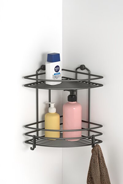 Teknotel Banyo Düzenleyici Şampuanlık Banyo Duş Rafı Mat Siyah BK022H