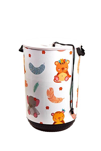 QUTU Qoja Kese 20 L Teddy Bear Animals Desenli Çok Amaçlı Çamaşır Ve Oyuncak Sepeti