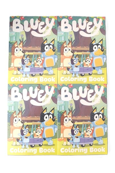 şahane parti Bluey 4 Adet  Boyama Kitabı  (BOYAMA , STİCKER , ARKA KAPAK MASKE)