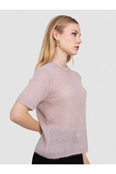 Serianno Yarı Transparan Bisiklet Yaka Kazak KZK8524PUDRA