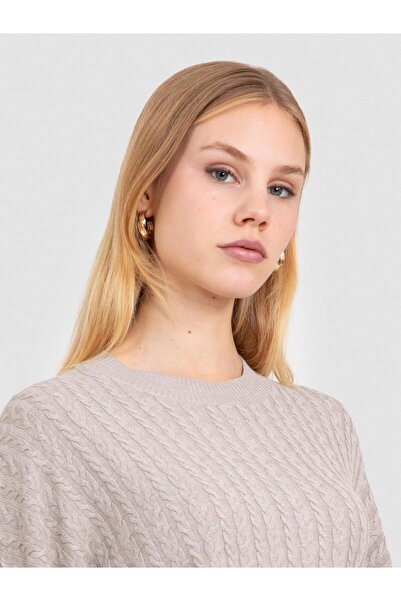 Serianno Kablo Örgü Yuvarlak Yaka Kazak KZK8640KOYUBEJ