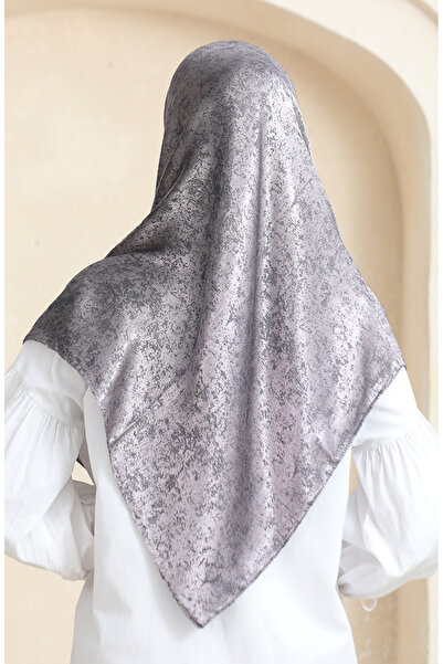 sefamerve Lilac Black Marble Jacquard Scarf 2242Jkr-01