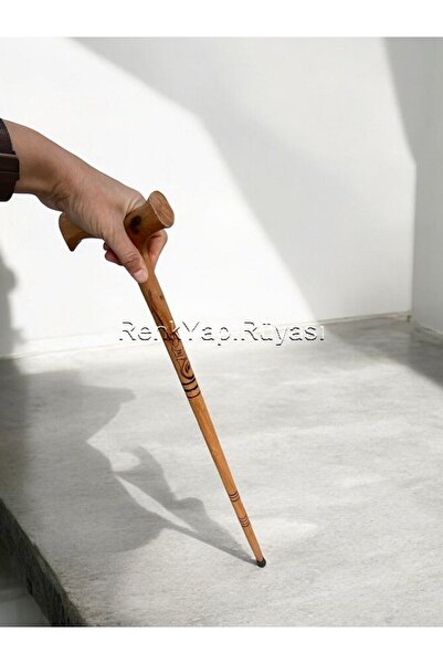 RENK YAPI RÜYASI Desenli, Ahşap Baston,87cm, Vernikli,şık,asa