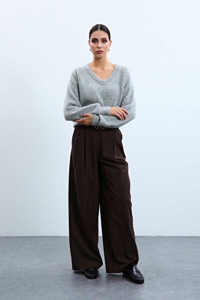 Serianno Yün ve Mohair Karışımlı Drape Detaylı Pullu Kazak