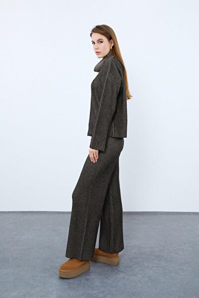 Serianno Kaşmir ve Yün Karışımlı Yüksek Bel Bol Paça Pantolon