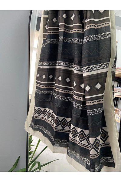 AMİNENESİL Aminenesil Moda Cashmere Μαλακό Βαμβακερό Σάλι Μαύρο Μπεζ Καφέ Χρώμα
