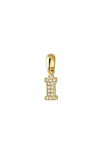 GOLDKUPE 14 Ayar Altın İ Harfi Taşlı Kolye Ucu 0,45 gr