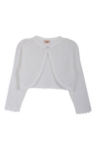 Minora Openwork Detailed Knitwear Bolero - Bone Color