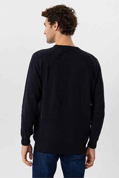 SÜVARİ Süvari O Yaka Links Örgü Pamuklu Lacivert Erkek Triko