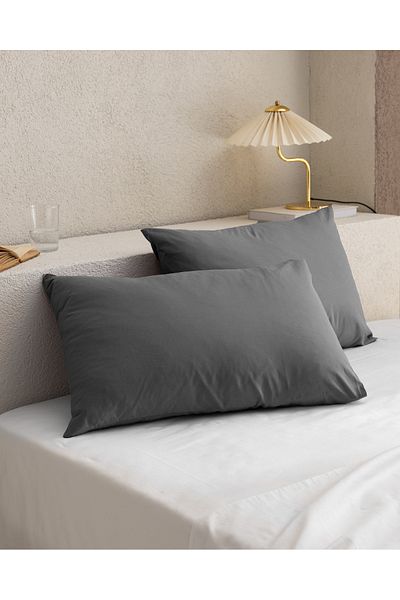 Madame Coco Σετ μαξιλαροθήκης Manon Anthracite 2 τεμαχίων απλό - 100% βαμβάκι Ranforce