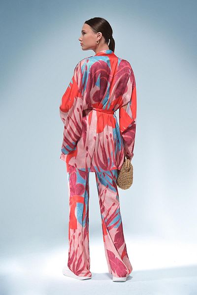EXPLOSION Patterned Satin Wide Leg Trousers