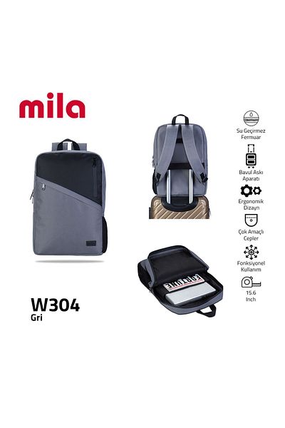Mila كلاسون 17.3 - 15.60 بوصة، 5 أقسام، قماش مقاوم للماء وسحاب Wtxpro، حقيبة ظهر للكمبيوتر المحمول - W304