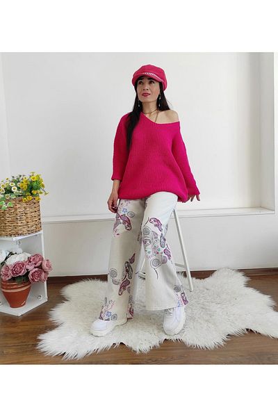 Altı Üstü Butik Pulover tricotat cu maneca liliac