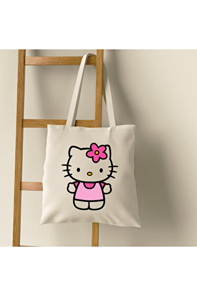 Cemira Hello Kitty Tote Bag, Kalın, Bez Çanta, Omuz Çanta, Shopper Bag, Pinte...